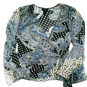 Lane Bryant Floral Blouse 18 / 20 Boho Polka Dots